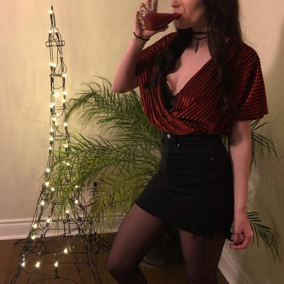 Burnt Orange Velvet Top - Picture 2 of 2